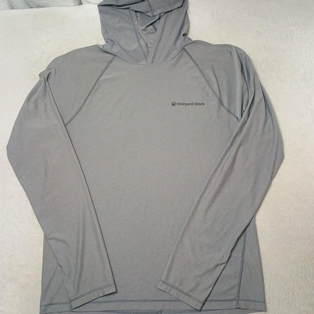 Vineyard Vines Hoodie Mens M Gray Pullover Performance Light Outdoor Fishing